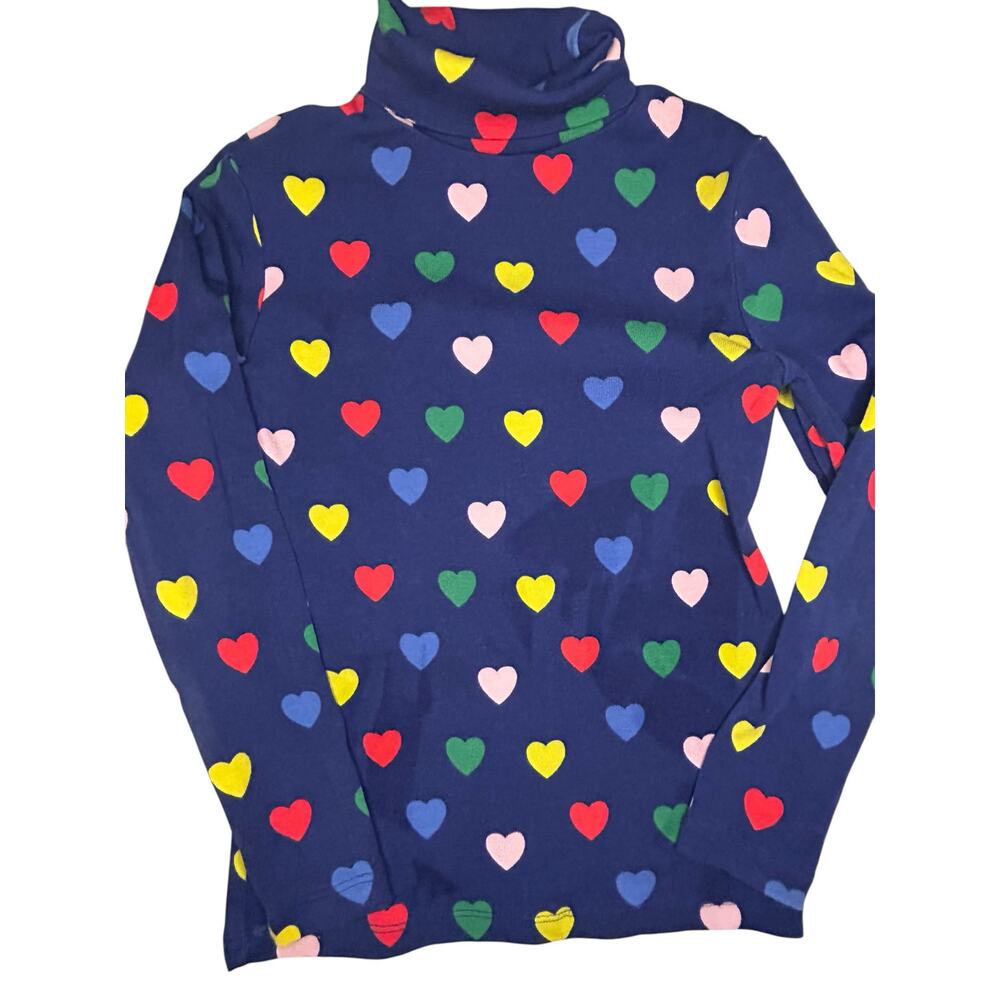 Mini boden navy blue heart turtle neck size 6/7
